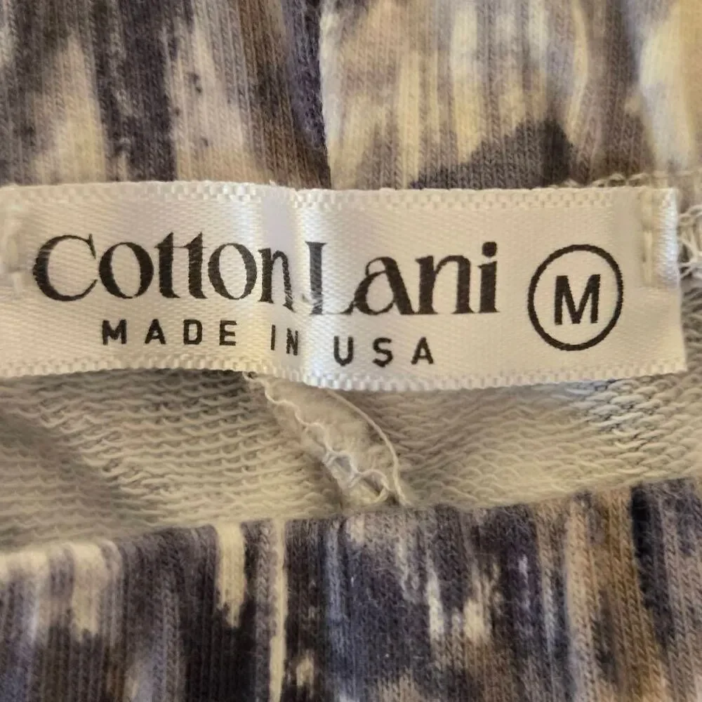 Cotton Lani Women's Gray Print Cotton Stretch Pull-On Pants Multicolor Medium